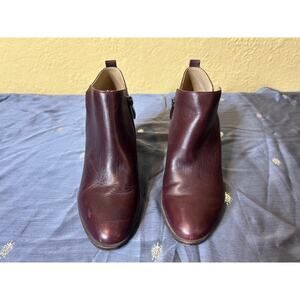 Franco Sarto Booties Women’s 8.5 Leather Block Heel 3.25” Brown